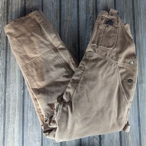 Old Mill medium tan INSULATED bib overalls in excellent condition (one flaw)